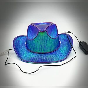 LED Light-Up Cowboy Hat in iridescent Blue and Purple